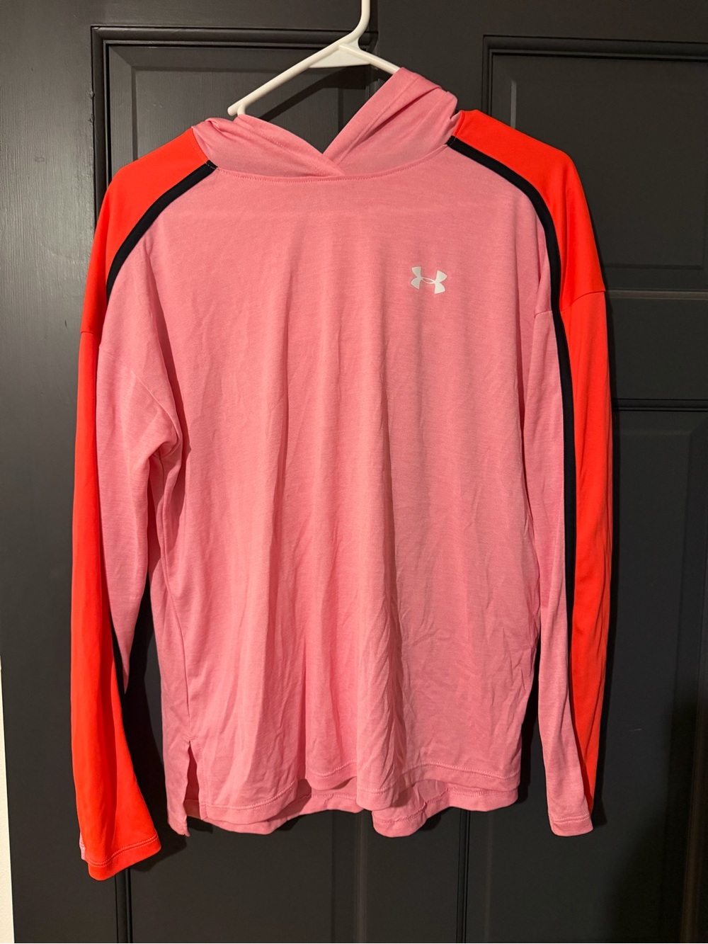 Under Armour Pink Hoodie with Red Sleeve Panels